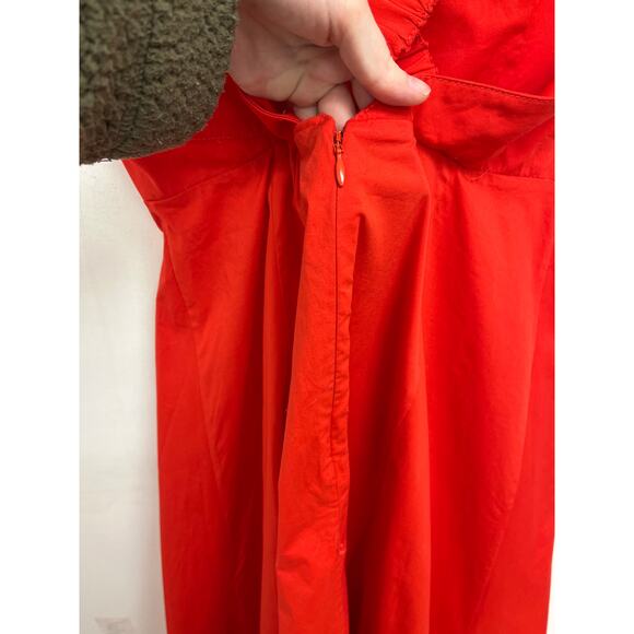 STAUD Teresa Square Neck Cross-Back Fit & Flare Midi Dress Stretch Cotton US10 - Picture 8 of 13